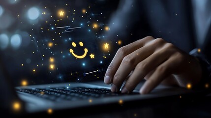 Close up of a business mans hand using a laptop
