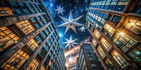 Poster - Urban Exploration Photography Featuring a Unique Composition of White Stars on a Transparent Background Ideal for Creative Projects and Graphic Design Needs