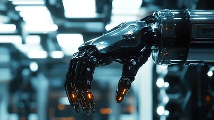 Poster - A close-up of a robotic hand showcasing advanced technology and design.