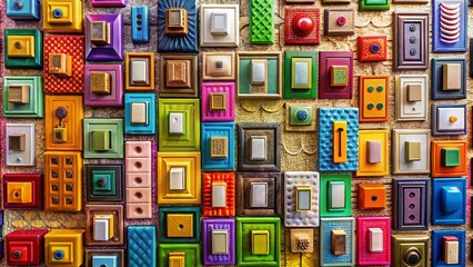 Poster - Vibrant and Versatile Light Switch Clipart for Home Decor and DIY Projects Featuring a Bright Background and Various Switch Designs