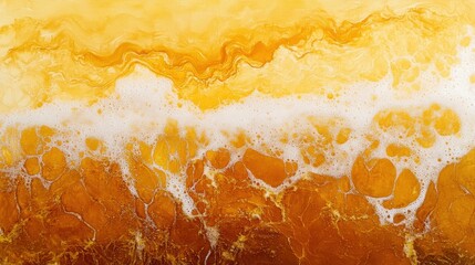 Poster - Abstract Waves of Golden Color with Foamy White Texture Representing Natural Beauty and Serenity in a Fluid Art Style with Stunning Visual Dynamics
