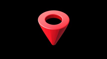 Poster - Bright Red Geometric Shape with Central Hole Displayed on Black Background Ideal for Modern Design and Creative Projects in Digital Art and Marketing