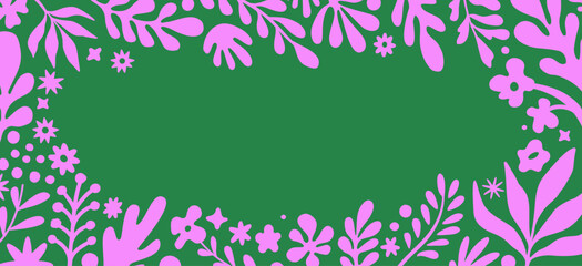 Poster - Vector simple minimal illustrations, simple wavy and groovy. hand drawn naive style, flowers and plants, floral botanic design templates, frames and modern wall art prints