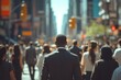 © Imagentive - NYC Man in Gray Suit Walking Alone, Blurred City Street