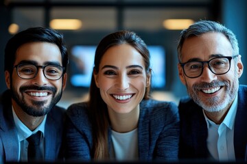 Poster - Business team video conferencing, capturing modern workplace communication,