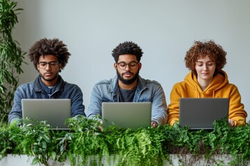 Poster - Government workers using laptops for remote work and communication,