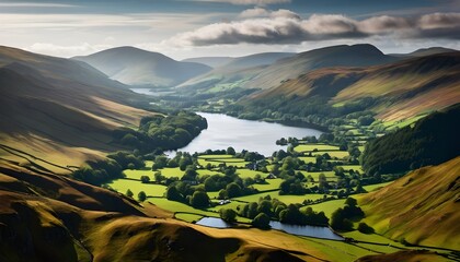 Wall Mural - landscape with mountains and clouds