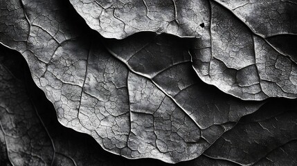Poster - Captivating macro close up of leaf patterns revealing nature s intricate textures organic geometries and primal Showcasing the beauty and complexity of the natural world in a dramatic moody