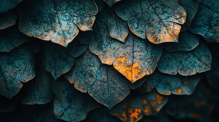 Poster - Captivating macro close up of botanical textures showcasing intricate patterns muted earthy tones and a weathered grungy aesthetic