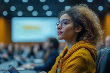 Poster - Professionals using digital screens during presentations and meetings,