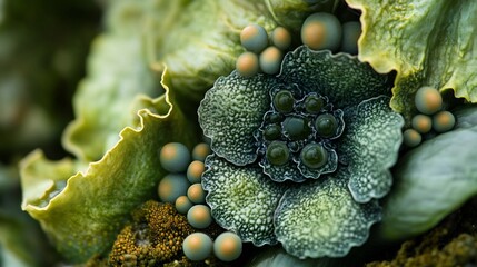 Poster - Captivating macro photograph showcasing the intricate and textured details of organic plant forms and natural growth patterns in the environment