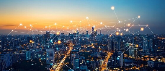 Poster - illuminating the future technological advancement transforms urban landscape into a vibrant metropol