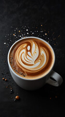 Wall Mural - Latte art coffee.  Delicious and artistic coffee drink.