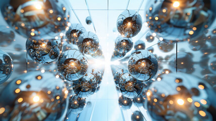 Poster - Futuristic glowing orbs in perfect symmetry digital environment abstract art concept sci-fi viewpoint for enhanced visual impact
