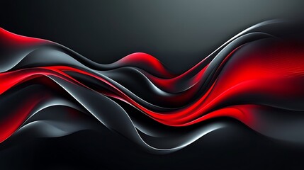 Poster - An elegant, modern abstract design with a dark background, highlighted by glowing red wavy lines that evoke movement and sophistication, perfect for a stylish, contemporary aesthetic