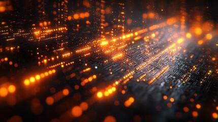 Poster - Abstract Digital Circuitry with Glowing Lights