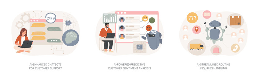 Poster - AI in Customer Support abstract concept vector illustrations.