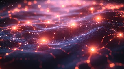 Poster - Abstract Digital Landscape with Glowing Lights