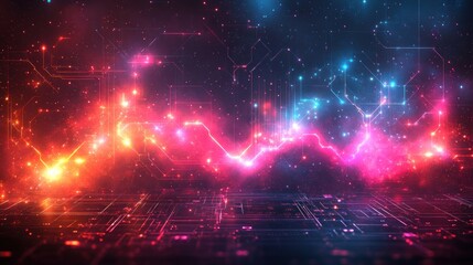 Leinwandbilder - Abstract Neon Circuitry