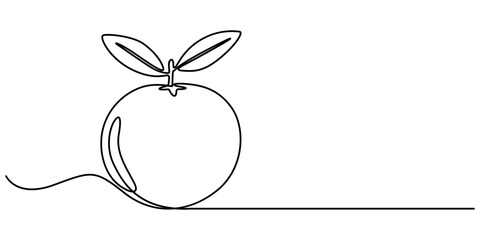 Aufkleber - Orange continuous one line drawing. Isolated on white background vector illustration, orange citrus line drawing, Orange fruit flat and line art illustration. A continuous one-line drawing of Orange 