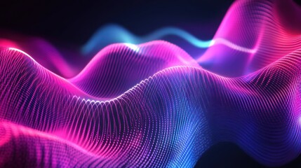 Poster - Abstract Neon Waveform:  A mesmerizing digital artwork showcasing vibrant pink and blue neon waves, creating a dynamic and energetic visual experience.