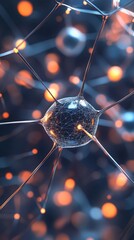 Leinwandbilder - Neuron transmitting signals in a complex neural network