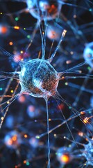 Aufkleber - Neuron transmitting signals in nervous system, neural network communicating