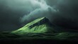 © Farn - 93. A vivid green hill contrasting against a dark storm cloud