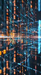 Poster - Digital data flowing through cyberspace in futuristic server room