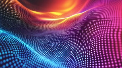 Poster - Abstract Colorful Wave of Dots: Digital Art, Vibrant Hues, and Dynamic Flow