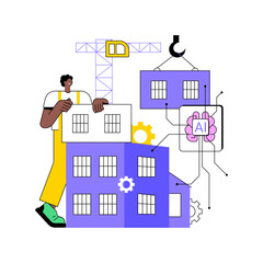Poster - AI-Designed Prefabricated Structures abstract concept vector illustration.