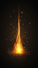 Aufkleber - Golden fire and sparks rising from the ground on black background