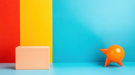 Poster - Bright Colors Create a Playful Arrangement of Shapes and Textures in a Vibrant Setting