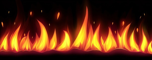 Aufkleber - Realistic fire flames burning on black background
