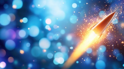 Poster - Experience Thrilling Space Exploration With Dynamic Rocket Launch and Vibrant Cosmic Backdrop