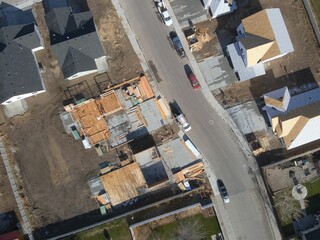 Poster - Aerial view showcasing construction progress in a local subdivision area