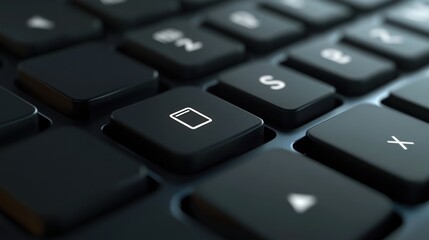 Poster - Close-up of a Modern Dark Keyboard with Focus on a Document Icon Key