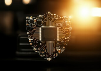 Poster - Electronic components arranged in heart shape, representing passion for technology, innovation, and future of electronics