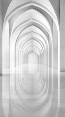 Poster - Symmetrical Tranquility Captured in Sharp Focus Within a Serene Architectural Embrace