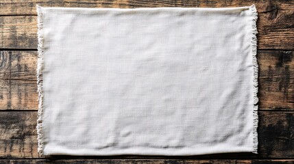 Aufkleber - White linen napkin on rustic wooden table for product placement