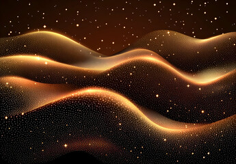 Wall Mural - Golden Glittering Waves with a Glowing Background Creating a Dreamy Atmosphere for Abstract and Artistic Themes