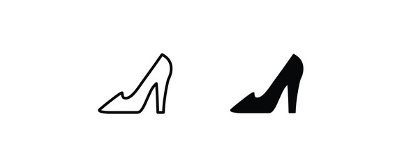 High heels icon, woman shoes, Women's shoe icons button, vector, sign, symbol, logo, illustration, editable stroke, flat design style isolated on white linear pictogram