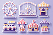 © Tofazzal - Amusement park themed stickers, separate objects, non-overlapping separated on white background