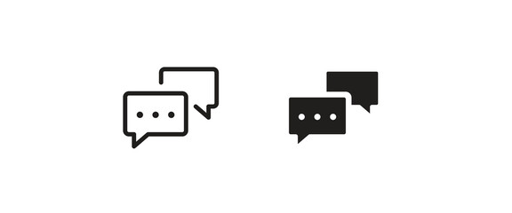 Poster - messages icon set Speech bubbles, Editable strok and flat style speaking Chatting Chat, speak, talk line icons set, editable stroke isolated on white, linear vector outline illustration, symbol