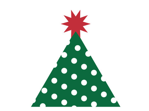 Festive Christmas icon set vector illustration christmas tree, ornaments. Holiday Party invitation with Christmas Trees.