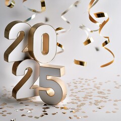 Wall Mural - 2025 happy new year 3d design ai image