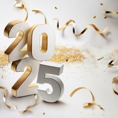 Wall Mural - 2025 happy new year 3d design ai image