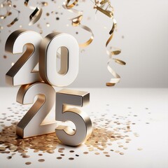 Wall Mural - 2025 happy new year 3d design ai image