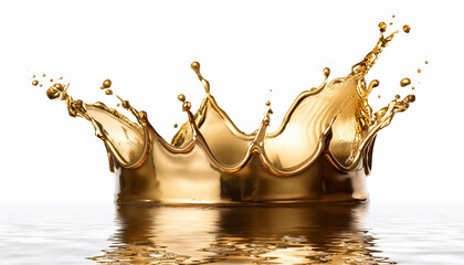Poster - GOLD metal pouring with Crown splash and ripples
