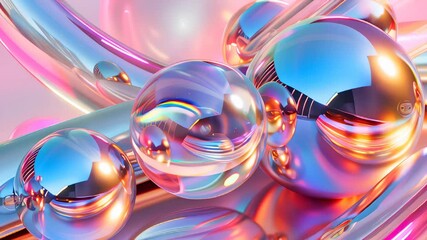 Poster - Exploration of Vibrant Abstract Balls Reflecting Light in a Dreamlike Space